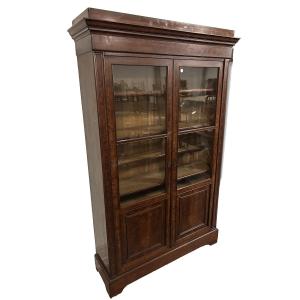 Grande Bibliothèque Française Directoire en Acajou à Portes Vitrées – Milieu XIXe Siècle