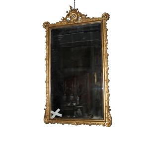 French Giltwood Mirror, Mid-19th Century – Transition Style (gold Leaf)