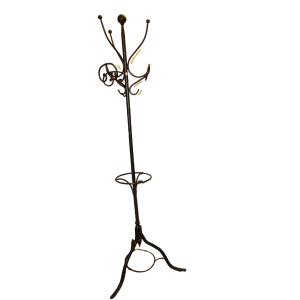 Porte-Manteau Italien Ancien en Fer Forgé – XIXe Siècle