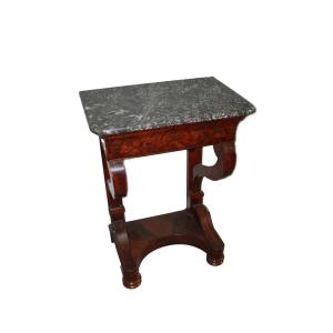 Console ancienne française style Empire en acajou avec marbre noir, XIXe siècle