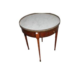 Antique French Louis XVI Gueridon Table In Bois De Rose With Marble Top, 19th Century