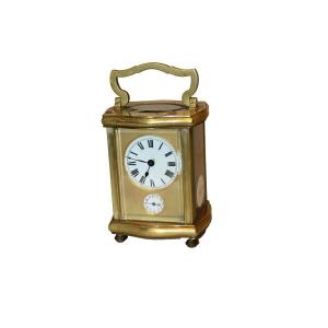 Pendule de voyage ancienne anglaise en laiton doré, XIXe siècle