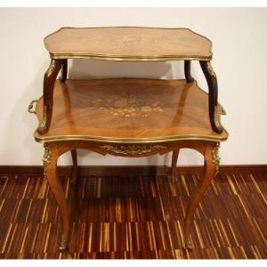 Two-tiered Louis XV Side Table With Inlay Work