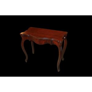 Italian Card Table From The Mid-1800s, Made Of Walnut