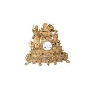 19th-century French Table Clock Depicting Artisans At Work