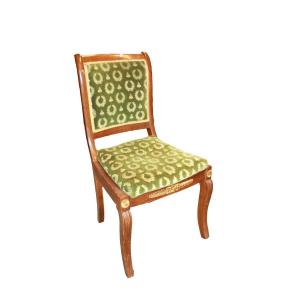 chaise ancienne française style Empire en acajou avec velours vert, XIXe siècle