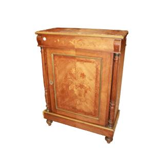 Petit buffet ancien français style Louis XVI en bois de rose avec marbre rouge, XIXe siècle