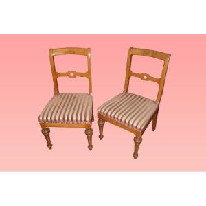 6 chaises italiennes anciennes du 19ème siècle à dossier ouvert en noyer