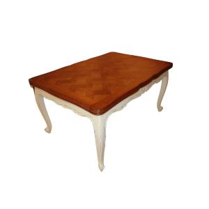 19th-century Provençal-style Extendable Rectangular Table, White Pickled Finish