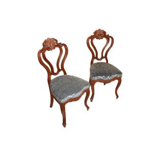 Ensemble de 4 Chaises Biedermeier en Noyer – Milieu XIXe Siècle, Europe du Nord