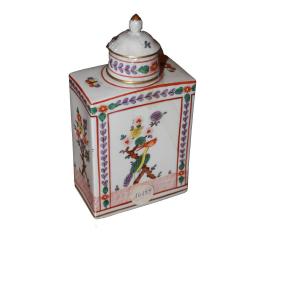 Vase ancien français en porcelaine avec décor Oiseau de Paradis, XIXe siècle