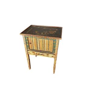 Elegant French Nightstand From The Mid-1800s, Made Of Painted Wood