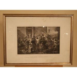 Estampe italienne L'expulsion de Frédéric Barberousse d'Alexandrie