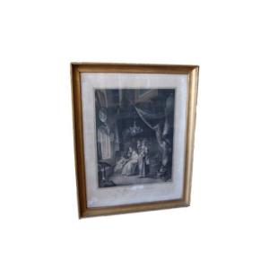 Estampe française de 1800 "La femme Ludropique"