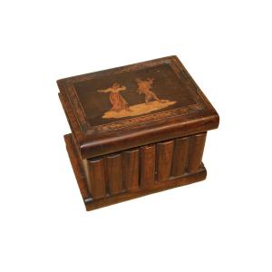 Inlaid Wooden Jewelry Box With A Dancing Scene