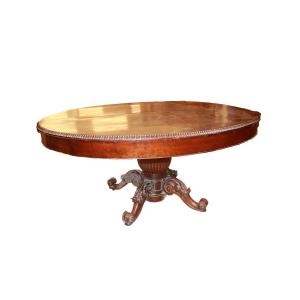Oval, Extendable Carlo X Table In Mahogany – France, Mid-19th Century