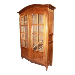 Grande vitrine bibliothèques française style Provençal en noyer à deux portes, XIXe siècle