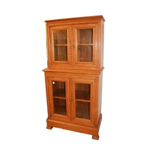 Vitrine Ancienne Française en Chêne Massif, Style Rustique, Fin du XIXe Siècle