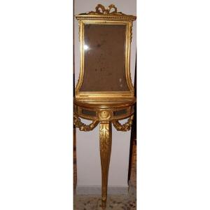 Crescent Console In Golden Wood Transition Style 1800s Bulletin Board Showcase