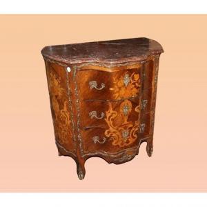 French Dresser In Louis XV Style Inlaid From The 1800s Rosewood Marble Bronzes