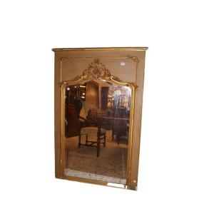 Large Louis XV Style Trumeau Fireplace Mirror From The 1800s, Gilt