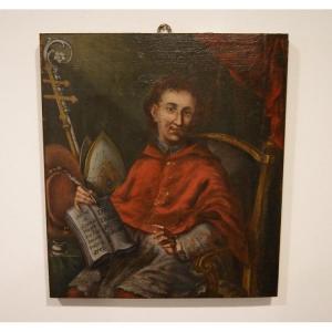 Oil On Panel From The Early 1800s Representing The Pope Wearing The Tabarro