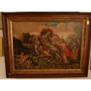 Magnificent Oil On Panel Rape Of Europe 1600s Dutch, With Spectacular Frame