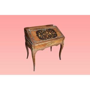 Rich Louis XV Slope Desk, Richly Inlaid From The Years 1800
