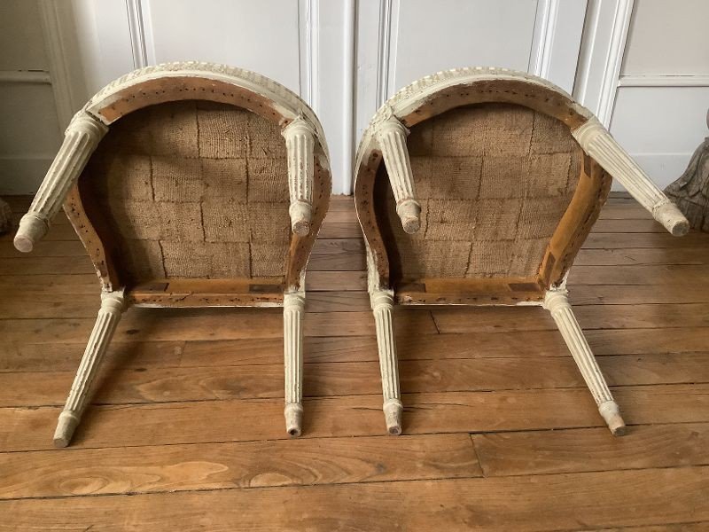 Paire De Chaises Dossier Lyre d'époque Louis XVI  Estampillée David-photo-3