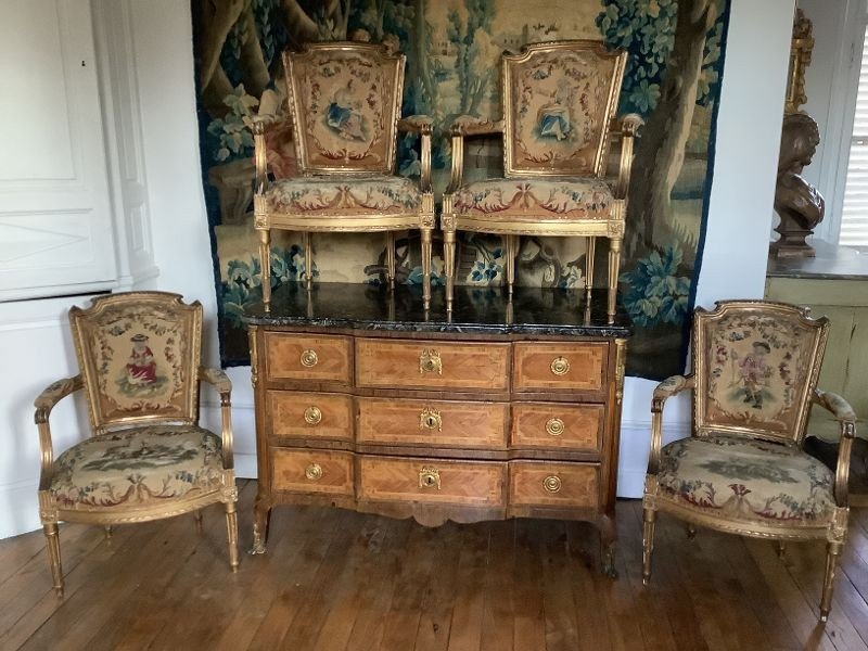 Suite Of Four Louis XVI Period Armchairs-photo-2