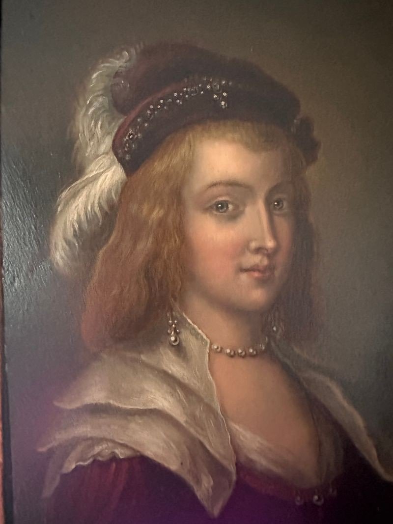 Huile Sur Cuivre  Portrait de Femme 19ème Siècle-photo-3