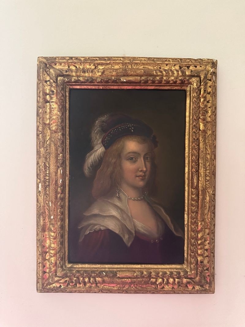Huile Sur Cuivre  Portrait de Femme 19ème Siècle