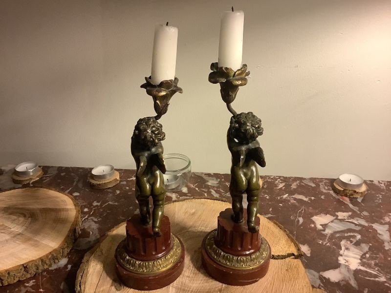 Pair Of Small Candelabras From The 19th Century-photo-4