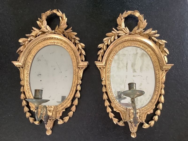 Pair Of 18th Century Golden Wood Mirrors-photo-3