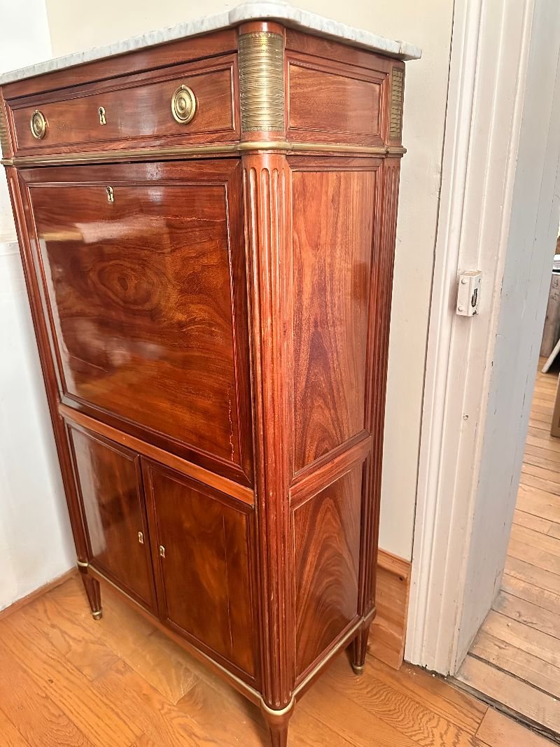 Mahogany Secretary Stamped Ln Malle-photo-2