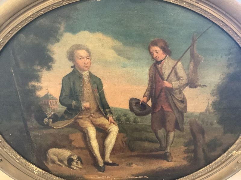 Oil On Panel, 18th Century Country Scene-photo-2