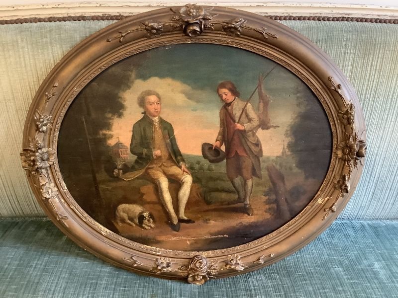 Oil On Panel, 18th Century Country Scene-photo-1