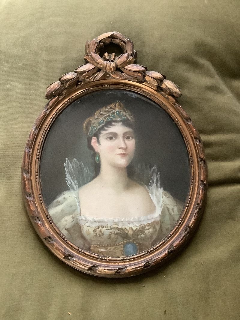  Pastel paire de Portraits  de Napoléon Bonaparte et Joséphine-photo-2
