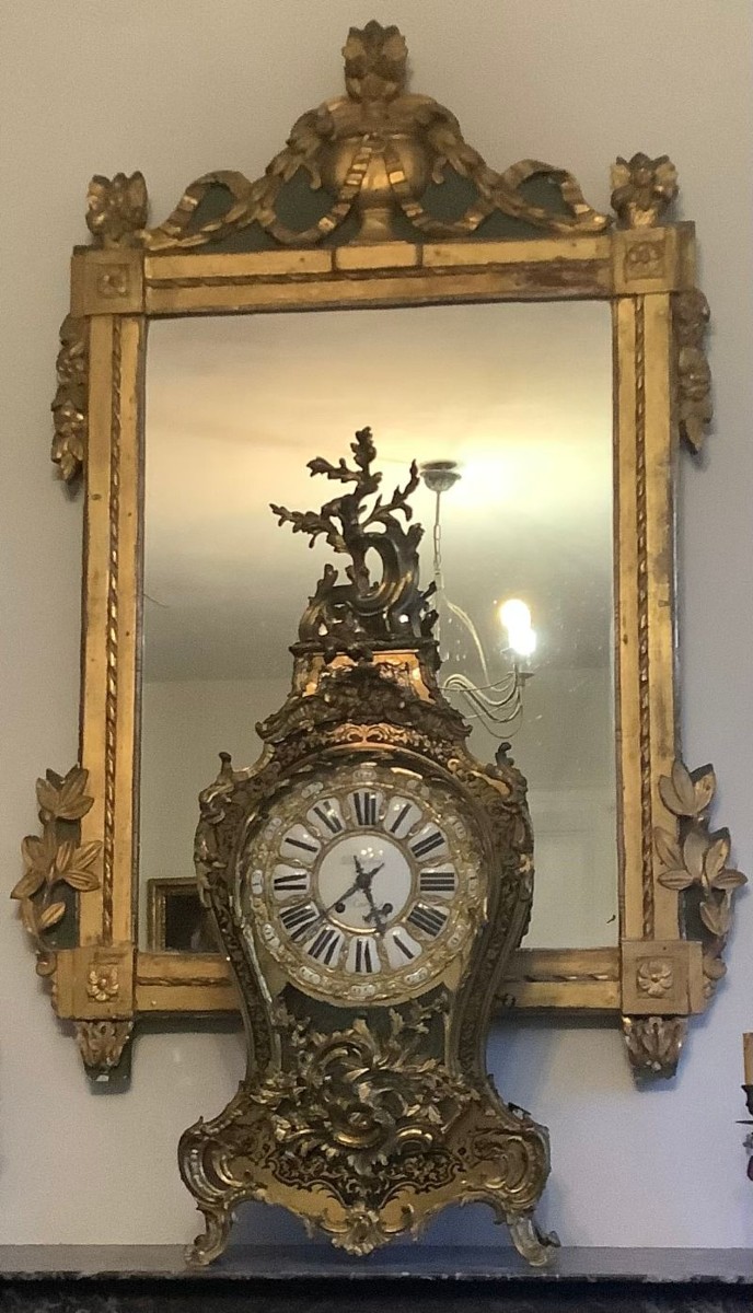 Large Cartel Clock In Boulle Marquetry, 19th Century-photo-4
