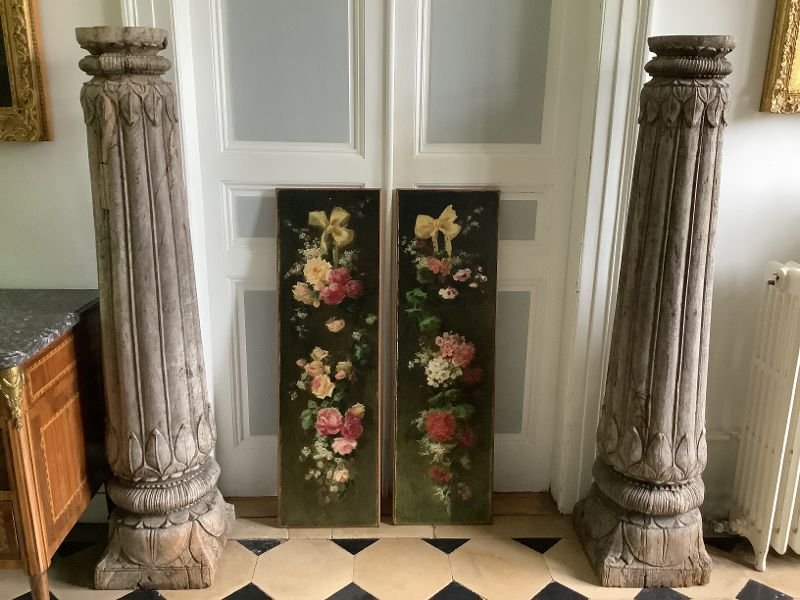 Paire d'huiles  sur toile Elisabeth MARTIN  DES  AMOIGNES (1858-1936)-photo-2