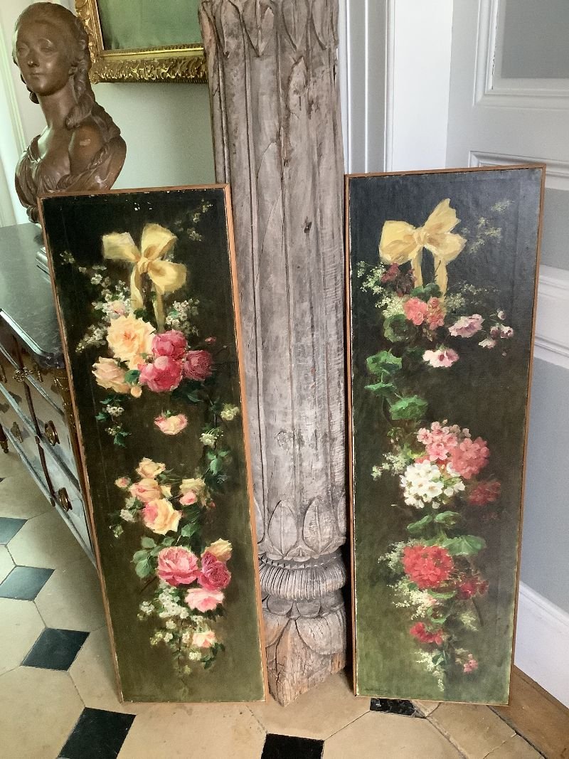 Paire d'huiles  sur toile Elisabeth MARTIN  DES  AMOIGNES (1858-1936)-photo-3