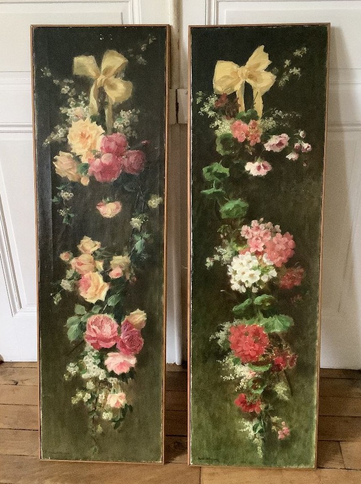 Paire d'huiles  sur toile Elisabeth MARTIN  DES  AMOIGNES (1858-1936)