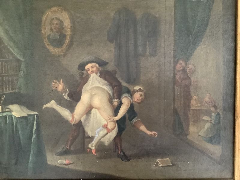 Huile sur toile  Scène érotique XVIIIème-photo-2