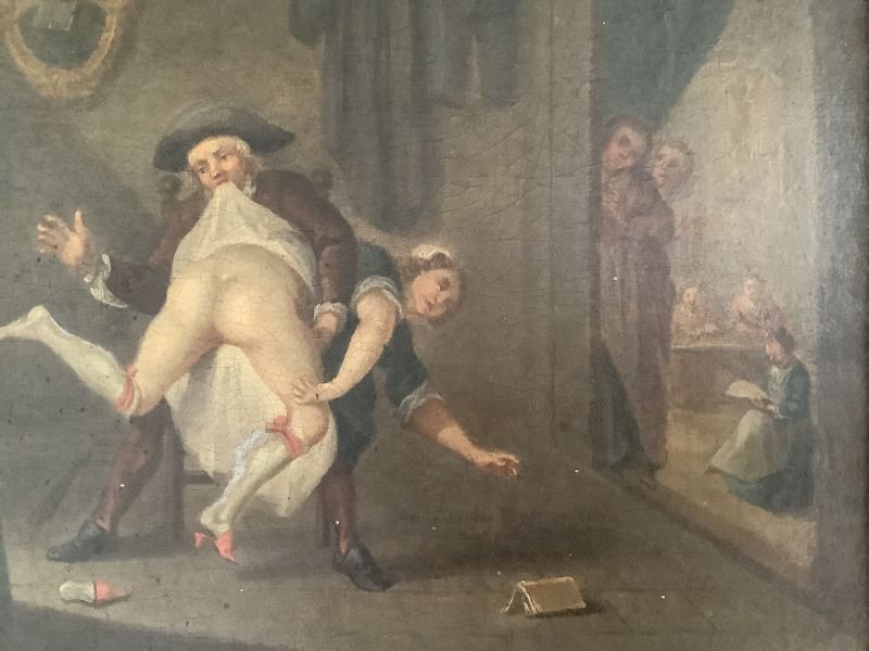 Huile sur toile  Scène érotique XVIIIème-photo-3