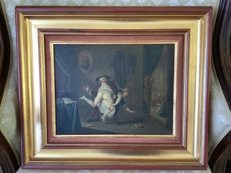 Huile sur toile  Scène érotique XVIIIème-photo-4