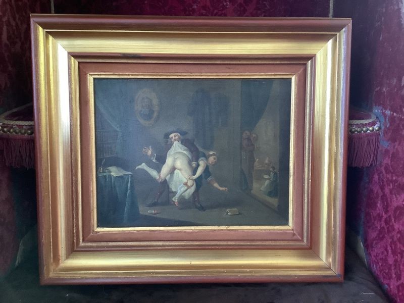 Huile sur toile  Scène érotique XVIIIème