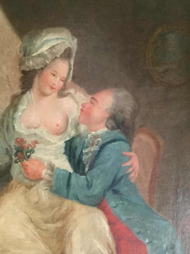 Huile sur toile scène galante  XVIIIème-photo-3