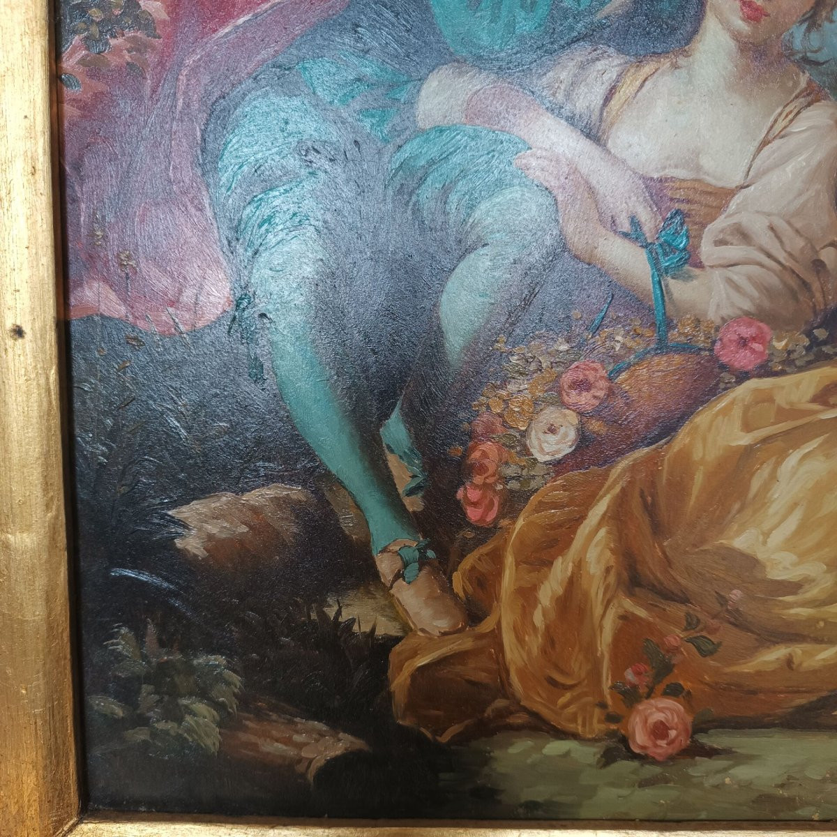 Scène Galante Oil On Panel 19th Century-photo-2