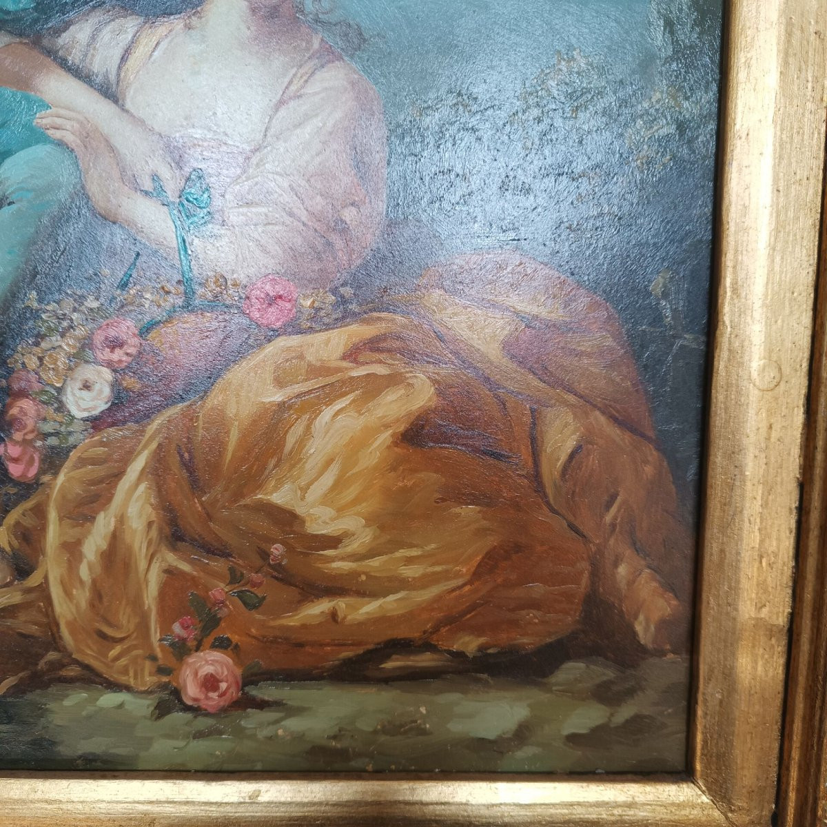 Scène Galante Oil On Panel 19th Century-photo-4