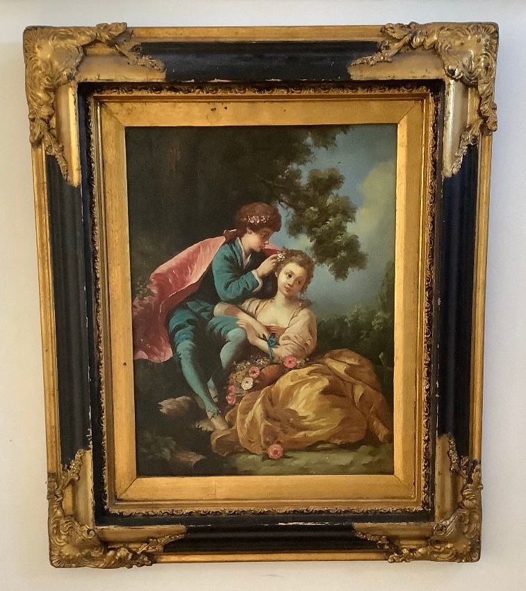 Scène Galante Oil On Panel 19th Century